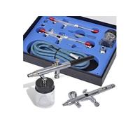 vidaXL Kit Aérographe avec 2 Pistolets Peinture Automobile Corporelle Nail Art G