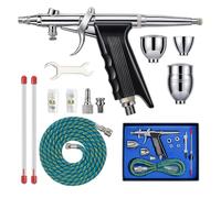 Kit aérographe avec aiguilles de 0,3/0,5/0,8 mm et 3 tasses de peinture, ensemble aérographe double action pour ongles, gâteau, tatouage, maquillage - Kit d'aérographe professionnel pour projets de