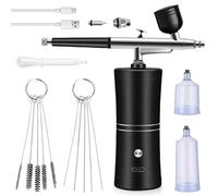 Kit Aérographe Avec Compresseur, Aerographe Kit Complet, Kit Aérographe Portable Sans Fil, Rechargeable USB, Injecteur D'Oxygène, Pour Nail Art, Tatouages, Maquillage, Modélisme (Noir)