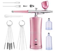 Kit Aérographe Avec Compresseur, Aerographe Kit Complet, Kit Aérographe Portable Sans Fil, Rechargeable USB, Injecteur D'Oxygène, Pour Nail Art, Tatouages, Maquillage, Modélisme (Rose)