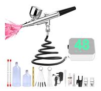 Kit aérographe avec compresseur - Aérographe portable haute pression avec buse 0,2/0,3/0,5 mm, pistolet pulvérisateur non obstruant avec brosse de nettoyage pour peinture maquette barbier gâteau