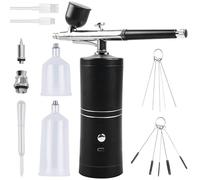 Kit Aerographe Avec Compresseur, Compresseur Aérographe, Rechargeable Air Brush Airbrush Pistolet Aérographe Portable Brosse À Air Pour Maquillage, Nail Art, Décoration De Gâteau (Noir)