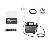 Kit Aérographe Avec Compresseur D¿Air 1/6 Hp-Duoku-Pistolet À Double Action-3 Buses Tuyau-Peinture Acrylique Et Pinceau