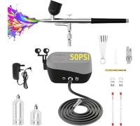 Kit aérographe avec compresseur d'air, 50 PSI double action et double flux d'air avec buse de 0,2/0,3/0,5 mm, ensemble de pistolet aérographe pour ongles, peinture, modélisation, décoration de gâteaux