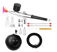 Kit aérographe avec compresseur, double action, 3 niveaux de pression, buse 0,3/0,3/0,5 mm, pistolet à air brush pour modélisme, maquillage, art, décoration de gâteau, tatouage, coloration