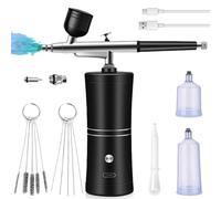 Kit aérographe avec compresseur, kit aérographe haute pression sans obstruction avec buse, set de brosses de nettoyage, pistolet aérographe portable multifonction pour nail art, maquillage