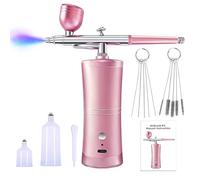 Kit aérographe avec compresseur, mini pulvérisateur de peinture, rechargeable, sans fil, sans obstruction, haute pression, ensemble avec buse et brosse de nettoyage pour nail art, maquillage, barbier