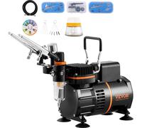 Kit aérographe, compresseur d'air avec double ventilateur, kit système aérographe professionnel avec 3 aérographes, support, roue de mélange de peinture, kit de brosses de nettoyage, kit aérographe po