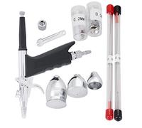 Kit aérographe double action | Buse de 0,2 mm à 0,5 mm pour la décoration de gâteaux, le Nail Art, la peinture de modèles | Construction en cuivre avec 3 coupelles à fluide et 16