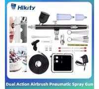 Kit aérographe Hikity Airbrush 25 PSI, double action, portable, multifonction, pistolet de pulvérisation pour tatouage et ongles EU Plug
