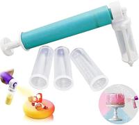 Kit Aérographe Manuel pour Décoration de Gâteau DIY Pâtisserie Glitter Spray avec 4 Tubes, Violet Outil de Cuisine pour Cupcakes, Cookies et Desserts