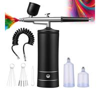 Kit Aérographe, Pistolet Aérographe Rechargeable sans Fil, Compresseur Kit Aérographe Portable, pour Maquillage, Modelisme Peinture, Décoration de Gâteaux, Art Des Ongles, Tatouage (noir)