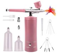 Kit aérographe portable rechargeable avec brosse, mini aérographe avec compresseur pour décoration d'ongles, maquillage, tatouage, modélisation de modèle, rose
