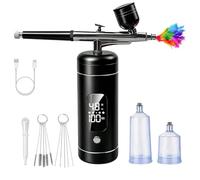Kit aérographe sans fil avec compresseur, haute pression 48 psi, rechargeable 6000 mAh, double action à 3 vitesses, buses de 0,2 mm et 3 tasses, non obstruant pour gâteaux, maquettes, peinture, nail