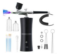 Kit aérographe sans support avec compresseur, pression réglable, buse de 0,3 mm, 3 pots de couleur, batterie USB pour voiture, moto, nail art, noir (noir + pantalon)