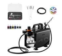 Kit Aérographe-VEVOR-Compresseur Aérographe avec Tuyau, Peinture Acrylique et Pinceau-avec Compresseur d’Air 1/6 HP