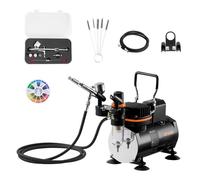 VEVOR Kit Aérographe avec Compresseur d’Air Double Action avec 3 Buses et Tuyau