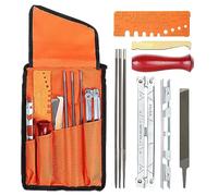 Kit Affutage Chaine Tronçonneuse, 10 Pièce Kit D'Affûtage De Chaîne De Tronçonneuse, Affuteuse De Tronçonneuse Affuteuse De Chaine Tronconneuse Universel Avec Limes Rondes Lime Plate Manche Pochette