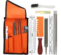 Kit Affutage Chaine Tronçonneuse Affuteuse de Tronçonneuse Professionnel avec Round File Sharpening Guides Depth Gauge Flat File Lightweight Field Bag 11pcs