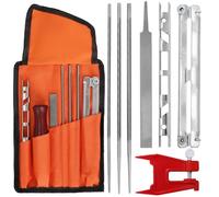 Kit Affutage Chaine Tronçonneuse Universel avec Des Fichiers 5/32" et 3/16" et 7/32", Poignée en Bois, Jauge Profondeur, Guide, Poche D'outil et Pince de Serrage pour Tronçonneuse par Poweka