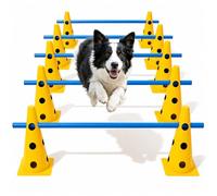 Kit Agility pour chien avec 6 obstacles, kit de dressage Cavaletti pour chien, 12 barres réglables et 12 pylones avec sac de transport, accessoires d'agility pour le dressage du chien, le sport du