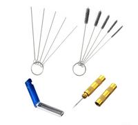 Kit Aiguilles Nettoyage Aérographe 13cm Métal Kit Aiguilles | Acier , anti-usure, ne se dÃ©forme pas, idÃ©al pour dÃ©boucher buses encrassÃ©es, taille 13cm