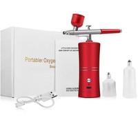 Kit Airbrush Portable Sans Fil avec Compresseur, Mini Pistolet Pulvérisateur pour Nail Art et Cake Painting (Rouge)