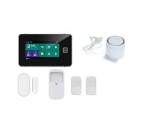 Kit Alarme 4G Connectée TUYA WiFi écran Tactile avec detecteur Infra-Rouge, detecteur d'ouverture et 2 télécommandes