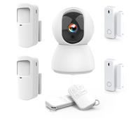 Kit Alarme étendu KYF-ALARM-012-ET Maison avec Caméra IP 4MP, 2 Détecteurs de Mouvement, 2 Détecteurs d'Ouverture, 2 Télécommandes, Sirène 90dB