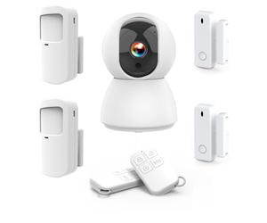 Kit Alarme étendu KYF-ALARM-012-ET Maison avec Caméra IP 4MP, 2 Détecteurs de Mouvement, 2 Détecteurs d'Ouverture, 2 Télécommandes, Sirène 90dB