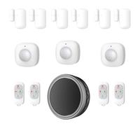 Kit Alarme évolutif 868Mhz connecté WiFi avec sirène intégré 90dB et Flash Lumineux, Sirène extérieure Solaire 90dB, détecteur de Mouvement, détecteur d'ouverture (x2) et télécommande (x2)