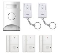 KYF Kit d’alarme extensible 434 MHz avec détection de mouvement et éclairage d’alarme intégré, capteurs porte/fenêtre (x3) et télécommandes (x2)