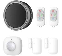 KYF Kit d’alarme extensible 868 MHz connecté Wi-Fi avec sirène intégrée 90 dB et flash lumineux, détecteur de mouvement, capteurs porte/fenêtre (x2) et télécommandes (x2)