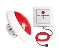 Kit Alarme pour Toilettes et Chevet - Système d'appel d'urgence pour Personnes handicapées, PMR et Malades - Idéal pour Maison, résidences Personnes âgées, hôtel (1 Sonnerie + 1 Bouton SOS à Tirette)