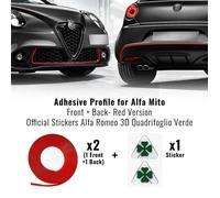 Kit Alfa Romeo Mito Voiture Profil Adhésif Antérieur Postérieur Rouge + 2 Quadrifoglio Verde Autocollant 3d