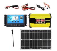Kit Alimentation Solaire - Onduleur d'axe Convertisseur 300W, Système de Panneau 18W, Adaptateur DC 12V vers AC 110V 220V, Contrôleur 30A avec Double Ports USB, Écran LED | Kit Complet de Panneau