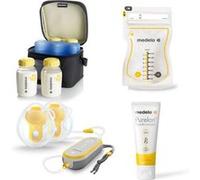 Kit Allaitement Complet - Tire-lait Électrique Double Freestyle Hands-Free + Cooler Bag avec 4 Biberons + Sachets Conservation Easy Pour x50 + Crème Lanoline PureLan™ 37g Transparent