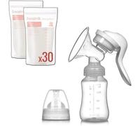 Kit Allaitement. Tire Lait Manuel (150 Ml) Fonction Biberon Anti-Colique + Tétine Tire Lait Portable + 30 Sachets Conservation Lait Maternel Stérilisés-Sachet Lait Maternel Congélation (200 Ml)