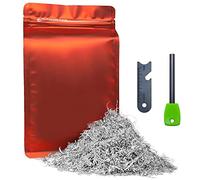 Kit allume-feu copeaux de magnésium grand paquet, pureté de 99,9 %, poids net 130 g, démarrage d'urgence du feu, plein air, camping, randonnée, survie dans la jungle, dimensions du colis : 22,9 x 14,9