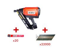 Kit Alsafix cloueur gaz à bois D90G1 + 20 cartouches de gaz + 22000 pointes 34' au choix