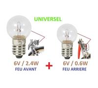 Kit Ampoule Velo Avant Arriere 6v 0.6w 2.4w Dynamo Universel Feu Lampe Ville Vintage Eclairage