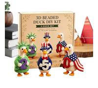 Kit Animaux 3D En Perles | Kit DIY Perlage Canard Patriotique | Coffret Création Petits Animaux 3D Avec Perles Et Instructions - Pour Adultes Passionnés Fête 4 Juillet Décoration Maison Bureau