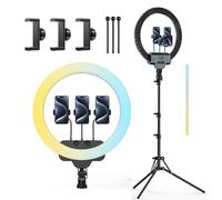 Kit anneau lumineux de 45 cm avec télécommande et 3 supports de téléphone, anneau lumineux LED détachable 45 W 6500 K pour diffusion en direct, YouTube, Tiktok, maquillage, vidéo, coiffure,