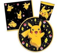 Kit Anniversaire (4)- Pokemon 36 pièces - Pour 8 enfants - Décoration de fête +10 bougies offertes