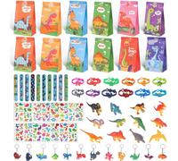 Kit Anniversaire de Dinosaure 73 PIÈCES pour Enfants,Pochette Anniversaire Enfant de sac de Fête Dino,Sacs de Fête Goodie avec Autocollants Assortis,Invites Assortiment Jouets