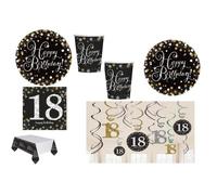 Kit Anniversaire - Mgs33 - 18 ans - 16 Assiettes - 16 Gobelets - 20 Serviettes