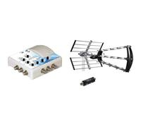 Kit Antenne d'extérieure / intérieure, 4G / 5G Trinappe Metronic HDME - 40dB Amplificateur TV TNT Intérieur Elap - 6 Sorties, Filtre 4G