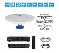 Kit Antenne Omnidirectionnelle DVB-T T4 + Récepteur TNT ASTON DIVA HD CONNECT T2 + Câble coaxial 10m + Câble HDMI