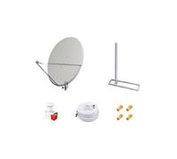 Kit Antenne Parabole 130 cm Aluminium + Support de Chevron Fixation Toit 1m + LNB Twin HD 4K + Câble Coax 25m Twin + 4 Fiches F Or