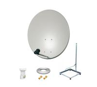 Kit Antenne Parabole 80cm Acier + Support balcon Acier 1m pour dalle béton 50X50cm + LNB single + Câble coax 25m + 2 fiches F G